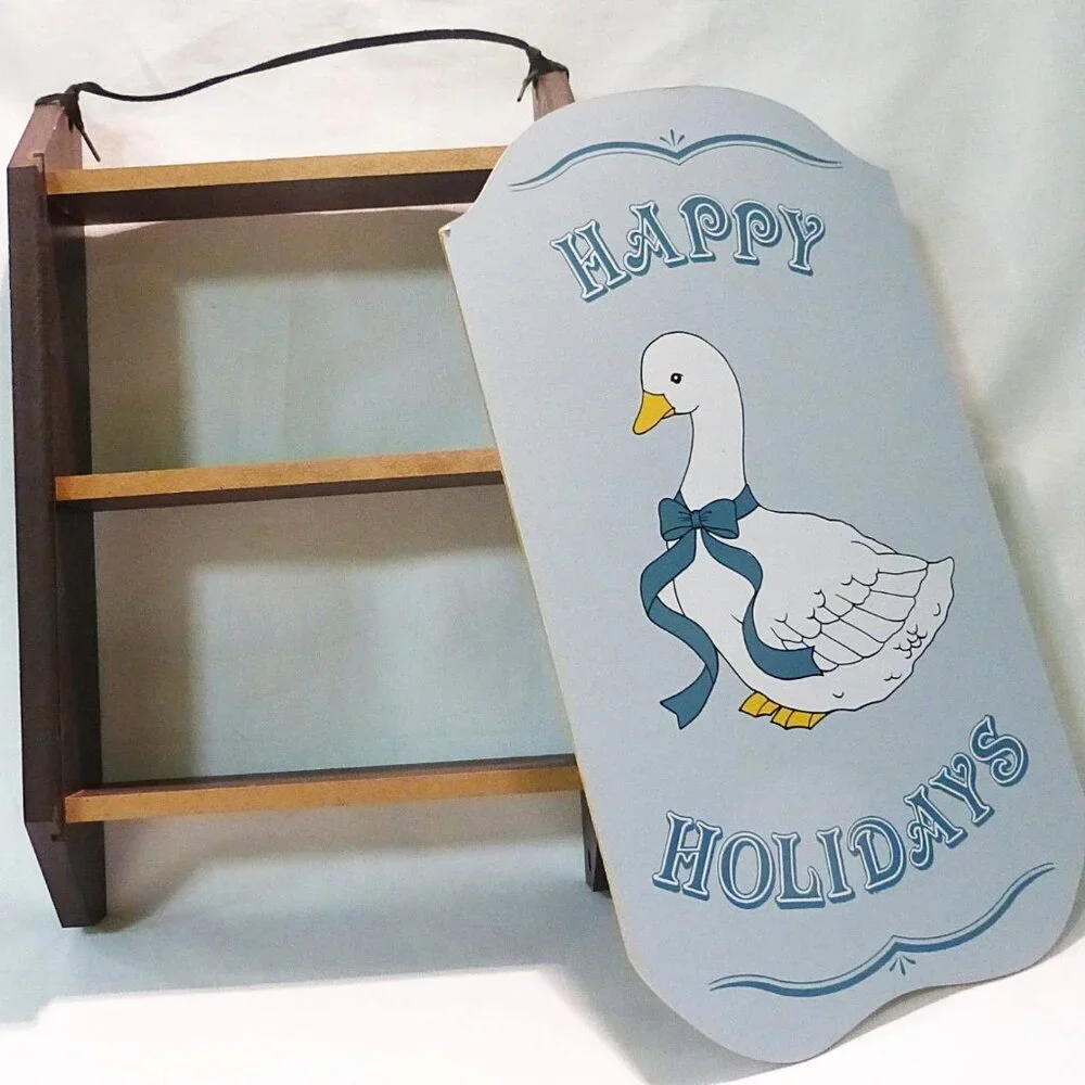Vintage storage for thread or spices box spool cabinet case wood duck wall decor